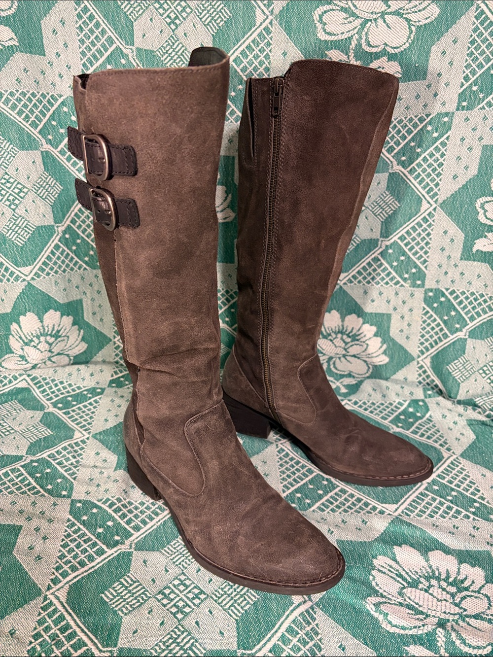 Born Tall Suede Boots in Dark Gray